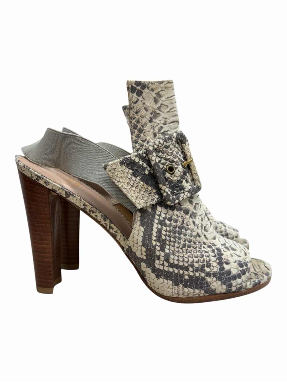 Stuart Weitzman Sunbelt Snake-Print Buckled Statement Sandals